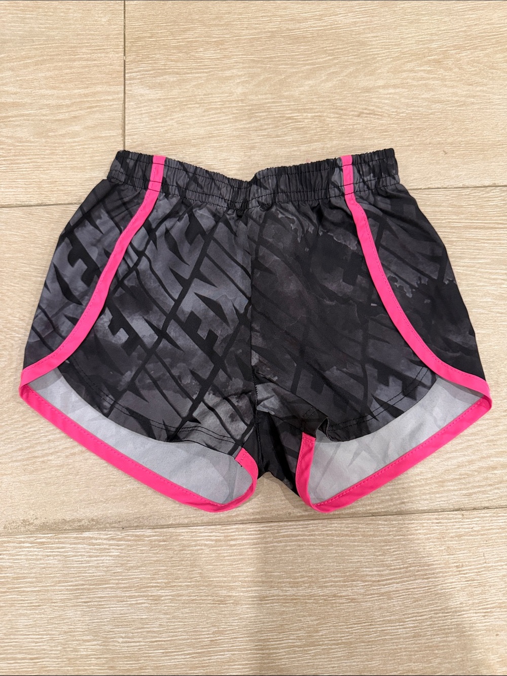 Nike Girls Black Athletic Dry-Fit Shorts with Pink Trim